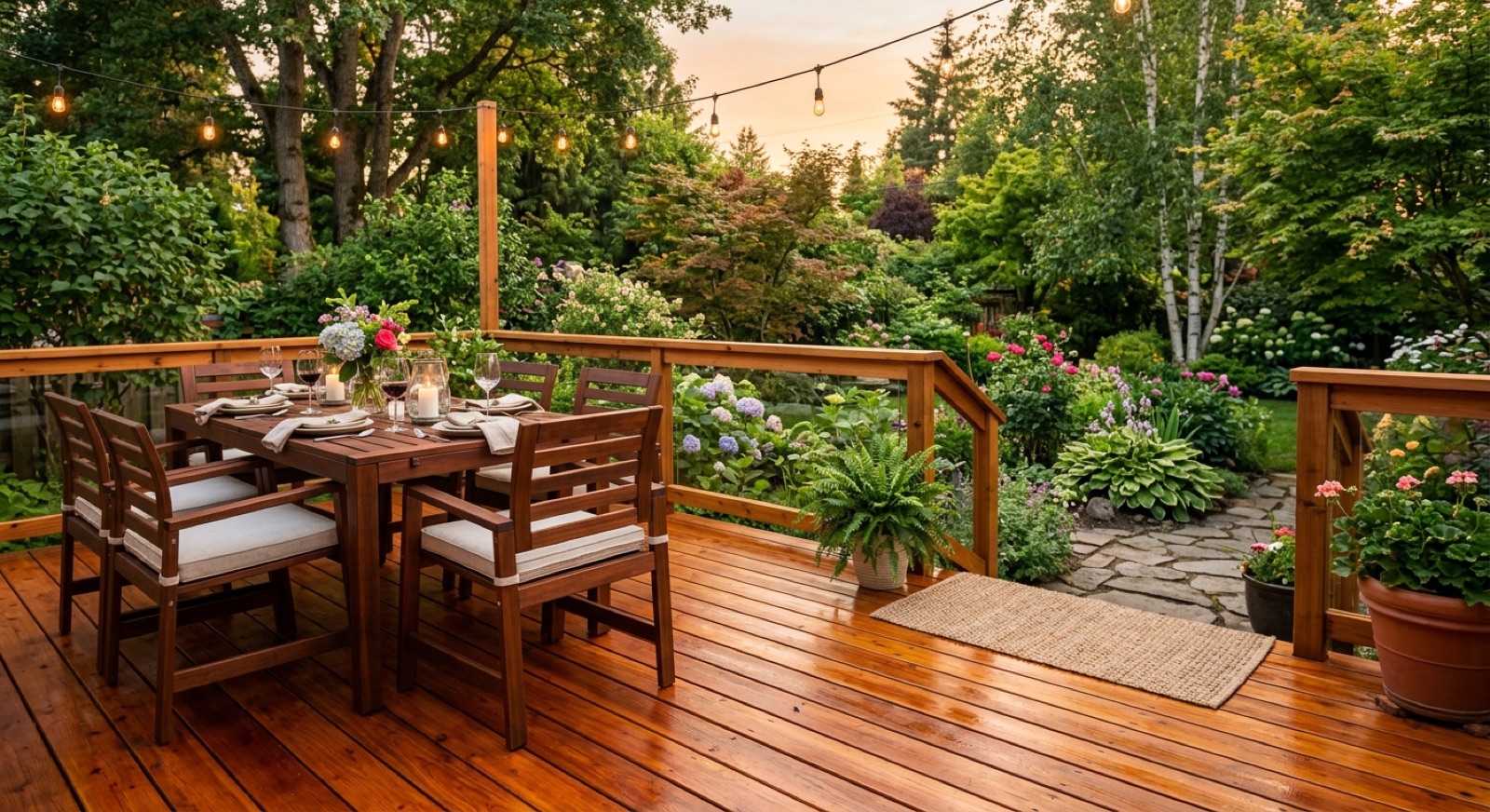 Natural hardwood cedar deck project completed in Fort Mill