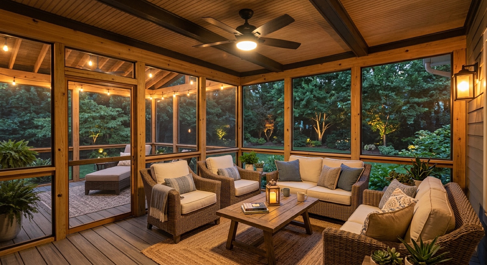 Screened-in porch with composite flooring built in Tega Cay